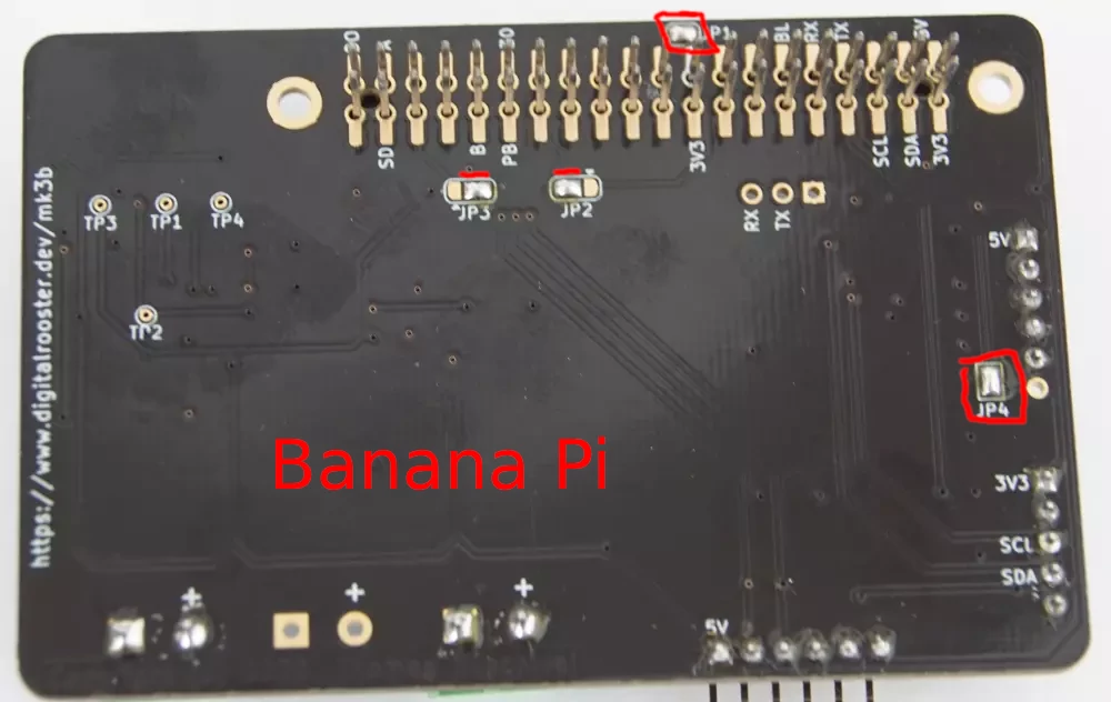 Solder jumpers soldered for Banana Pi
