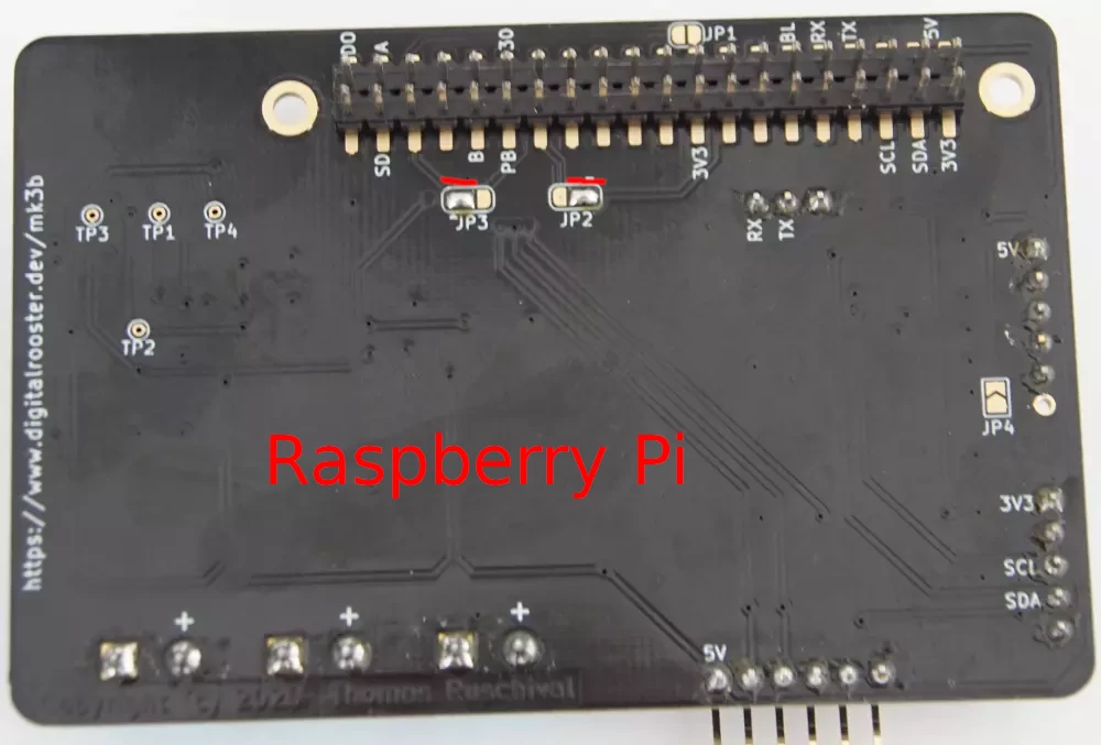 Solder jumpers soldered for raspberry Pi